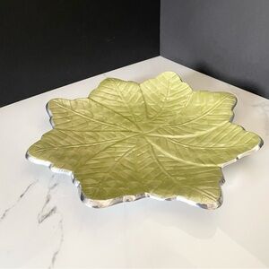 15" Green Leaf Platter by Julia Knight